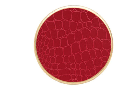 Faux Crocodile Round Coaster Red with Gold Leaf Trim