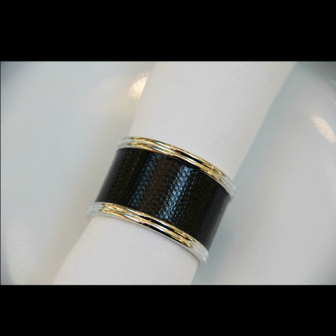 Silver Plated Napkin Ring Black Lizard