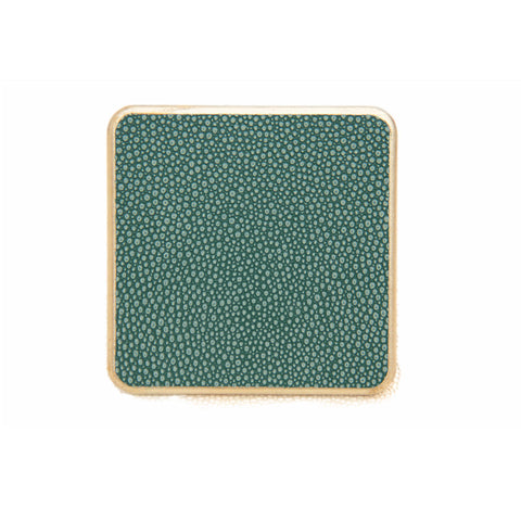 Faux Shagreen Square Coaster Forest Green With Gold Leaf Trim