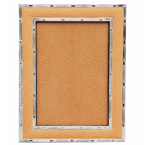 Hand Made Faux Shagreen Silver Plated Frame Mustard