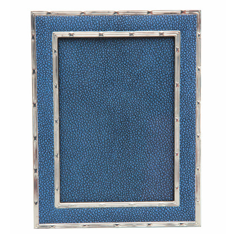 Hand Made Faux Shagreen Silver Plated Photo Frame Navy
