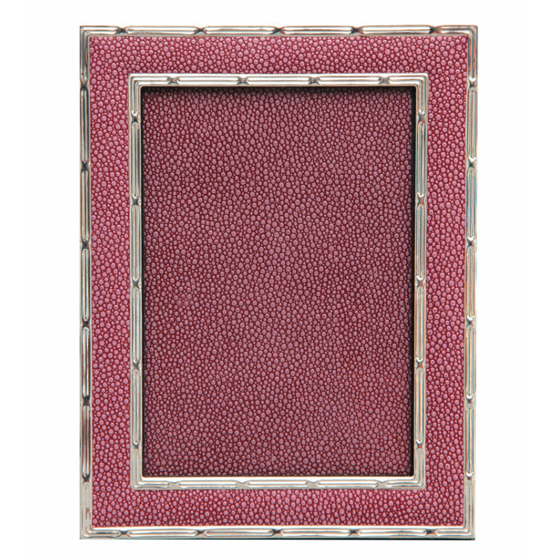 Hand Made Faux Shagreen Silver Plated Photo Frame Raspberry