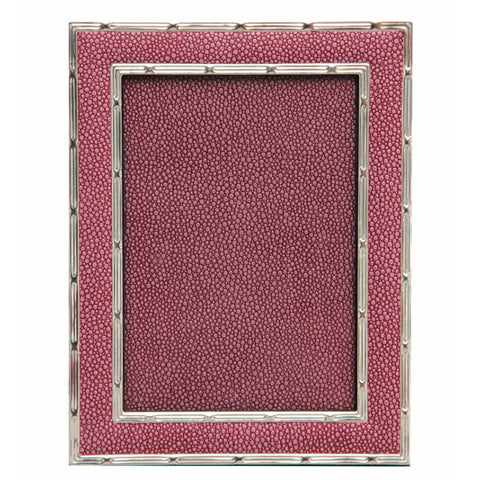 Hand Made Faux Shagreen Silver Plated Photo Frame Raspberry
