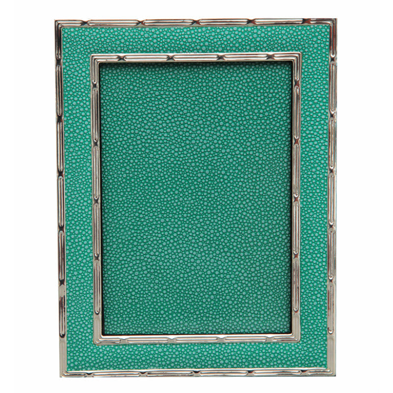 Hand Made Faux Shagreen Silver Plated Photo Frame Turquoise