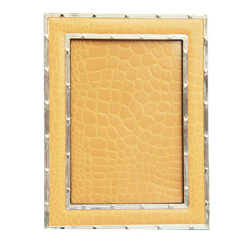 Hand Made Faux Crocodile Silver Plated Photo Frame Yellow