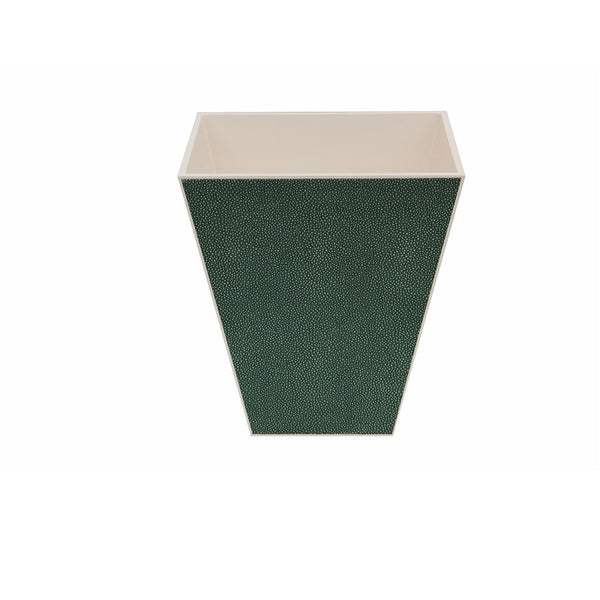 Hand Made Waste Paper Basket Faux Shagreen Forest Green