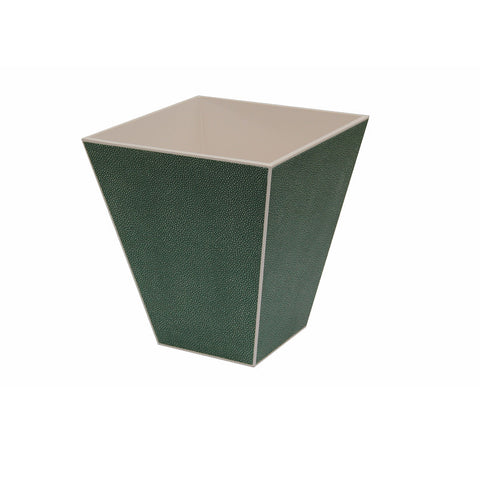 Hand Made Waste Paper Basket Faux Shagreen Forest Green