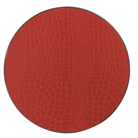 Faux Crocodile Round Place Mat Red