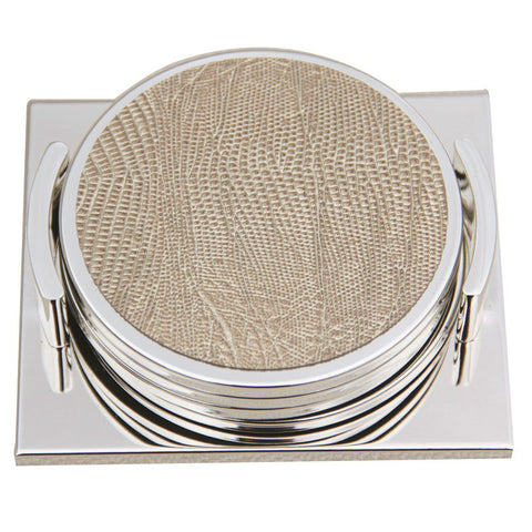 Faux Lizard Silver Plated Coasters Set of 4 Gold