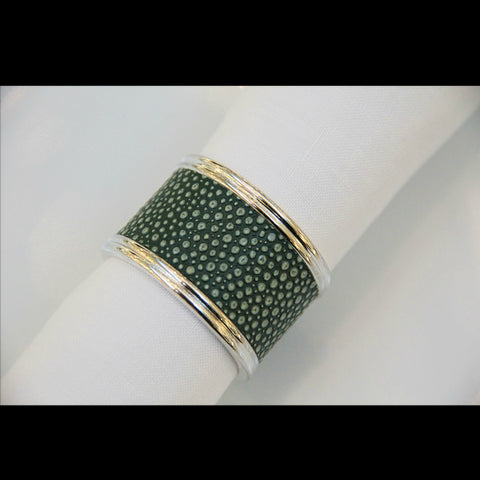 Silver Plated Napkin Ring Forest Green