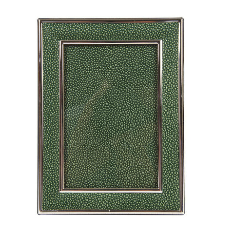 Faux Shagreen Silver Plated Photo Frame Forest Green