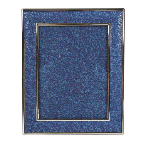 Faux Shagreen Silver Plated Photo Frame Blue
